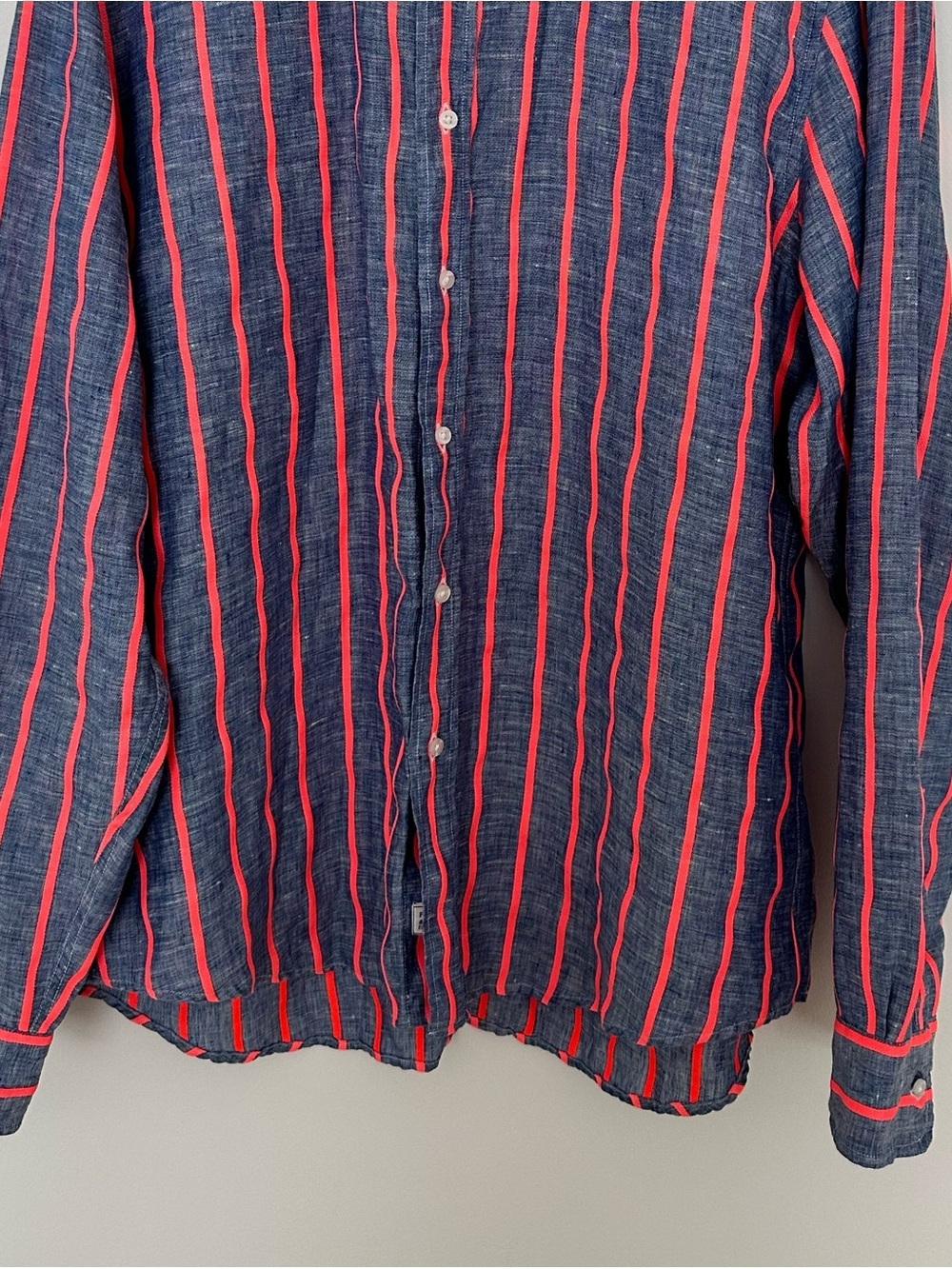 Frank & Eileen | Chambray Linen
Neon Pink Stripe Barry Shirt sz XL - Picture 6 of 12